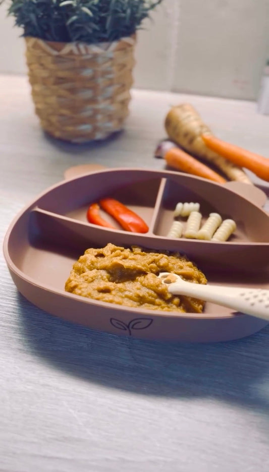 Babymiddag på 1–2–3: Pasta med grønnsaker, kjøttdeig og mild krydder 🍝 (6 mnd+)