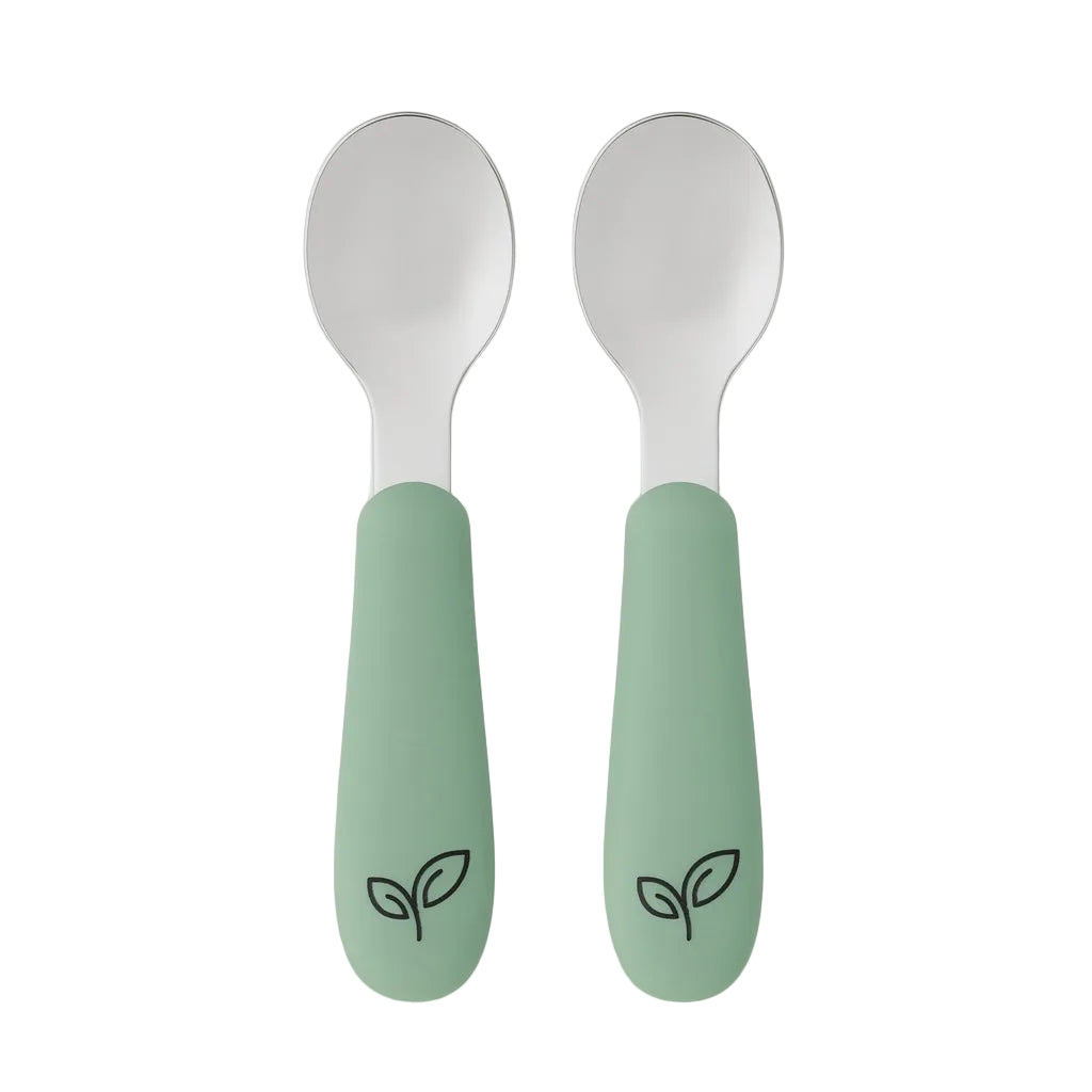 Skjeer til baby i silikon og metall 2-pakke - Meadow