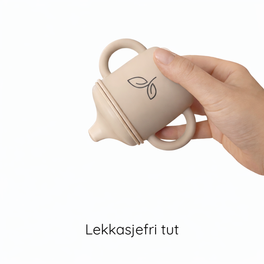 Silikonkopp 3-i-1 baby - kopp, sugerør og lekkasjefri tut - Soft sage
