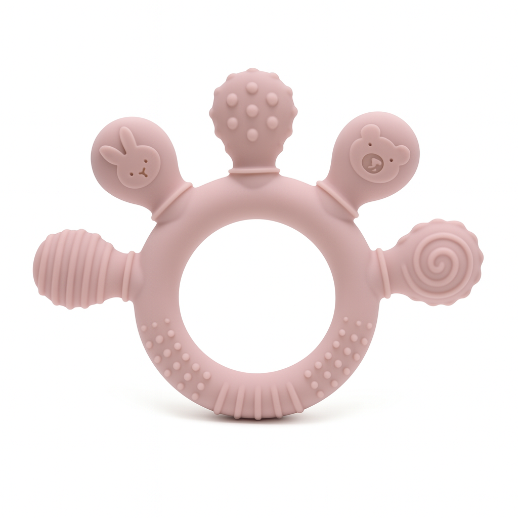 Biteleke i silikon for baby sensorisk - Blush