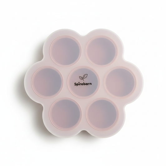 Silikon fryseform 7 rom for babymat med lokk - Blush