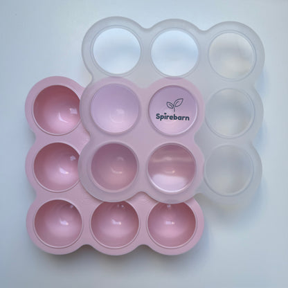 Silikon fryseform XL for babymat med lokk - Cherry blossom