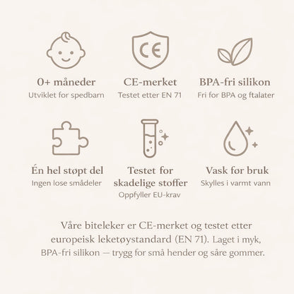 Biteleke i silikon og tre for baby natur ring
