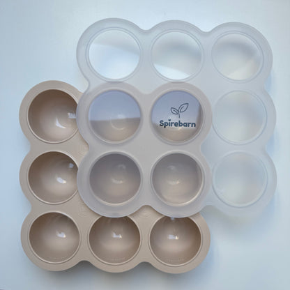 Silikon fryseform XL for babymat med lokk - Sandstone