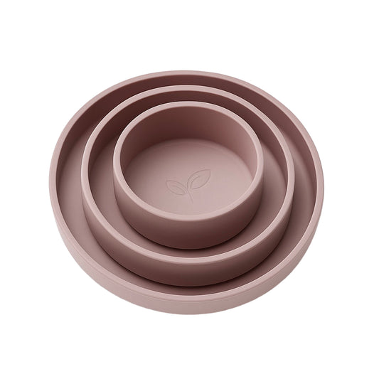 Babyservise i silikon 3 deler - tallerken og skål - Blush