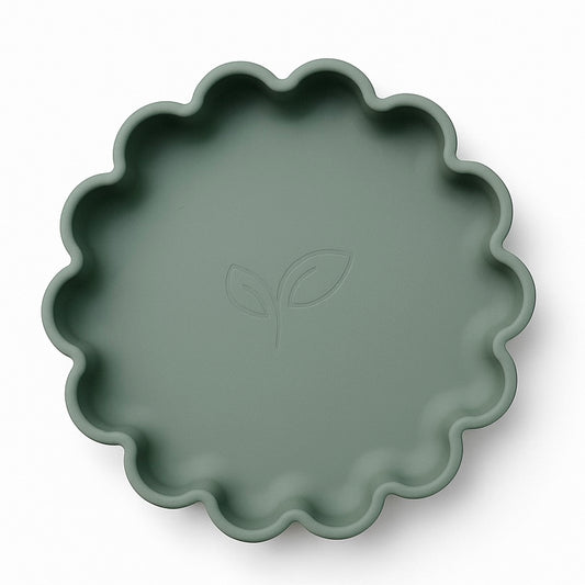 Silikontallerken med sugekopp blomst - Soft sage