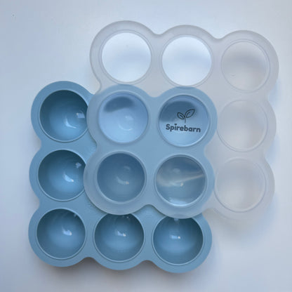 Silikon fryseform XL for babymat med lokk - Nordic blue