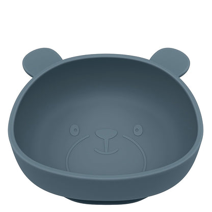 Silikonskål for baby med sugekopp bamseform - Smokey blue