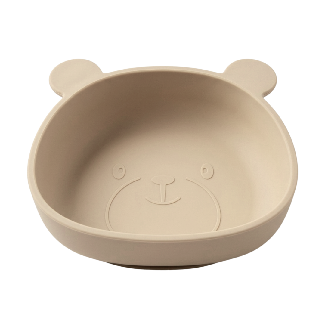 Silikonskål for baby med sugekopp bamseform