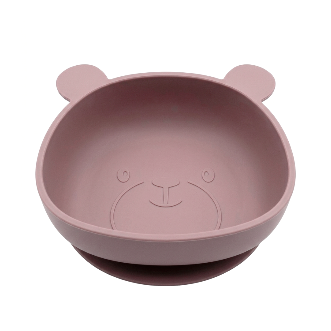 Silikonskål for baby med sugekopp bamseform