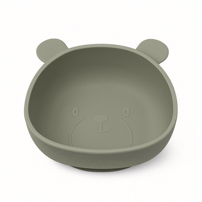 Silikonskål for baby med sugekopp bamseform