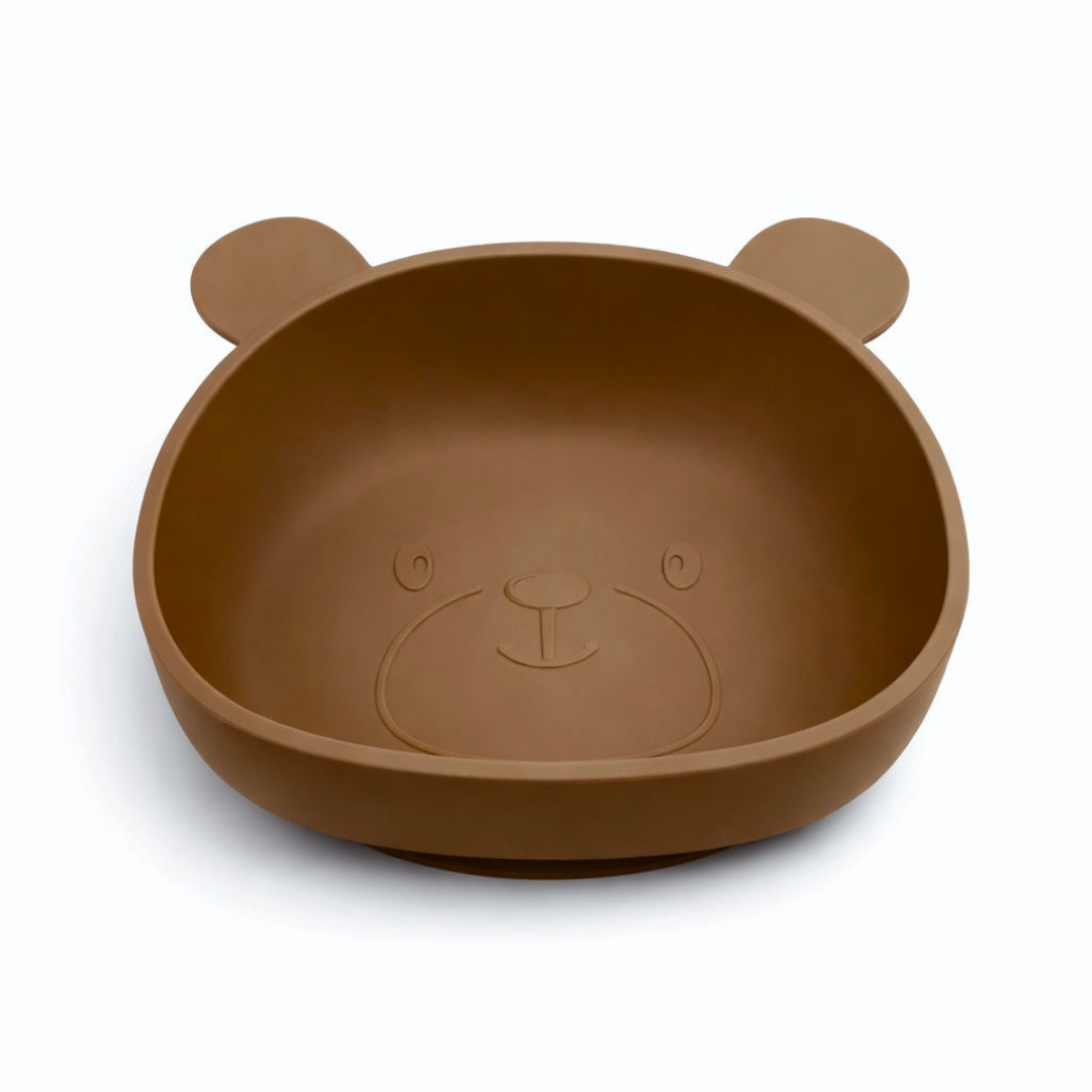 Silikonskål for baby med sugekopp bamseform
