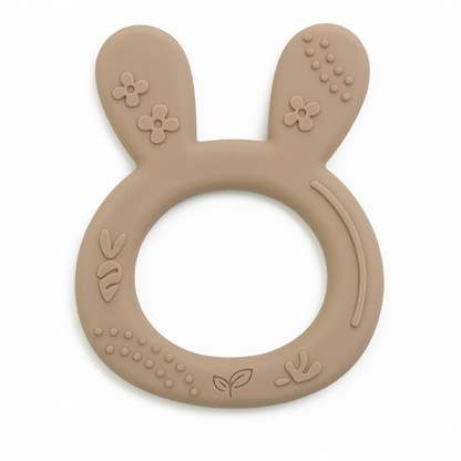Biteleke i silikon for baby kaninformet - Cappuccino