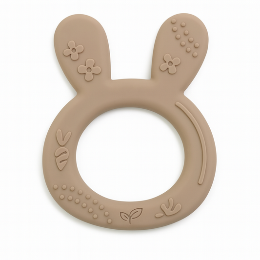 Biteleke i silikon for baby kaninformet - Cappuccino