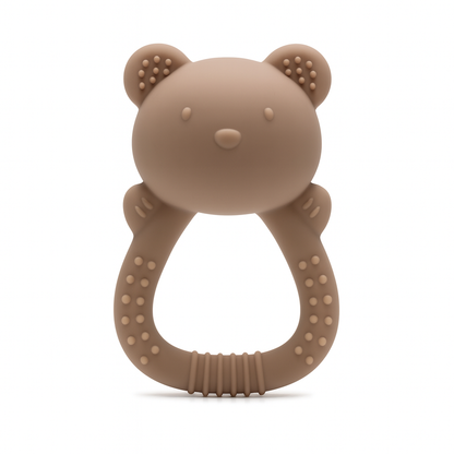 Biterangle i silikon for baby bamseformet - Cappuccino