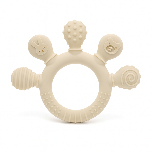 Biteleke i silikon for baby sensorisk - Vanilla