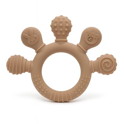 Biteleke i silikon for baby sensorisk - Cappuccino