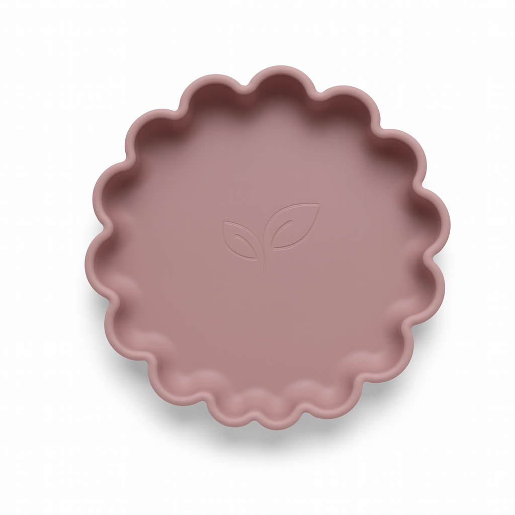 Silikontallerken med sugekopp blomst - Blush