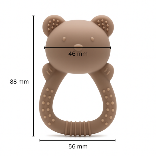 Biterangle i silikon for baby bamseformet - Cappuccino