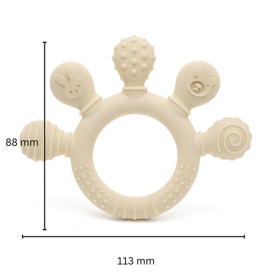 Biteleke i silikon for baby sensorisk - Vanilla