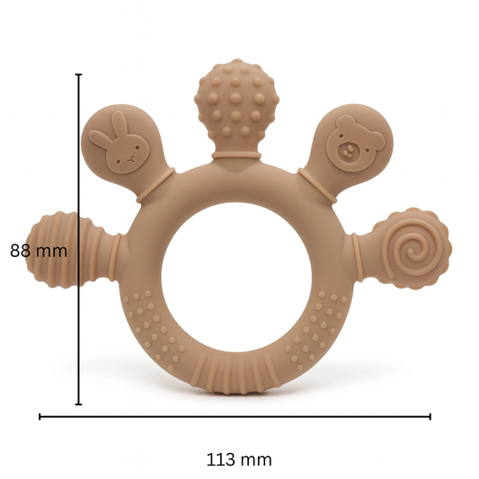 Biteleke i silikon for baby sensorisk - Cappuccino