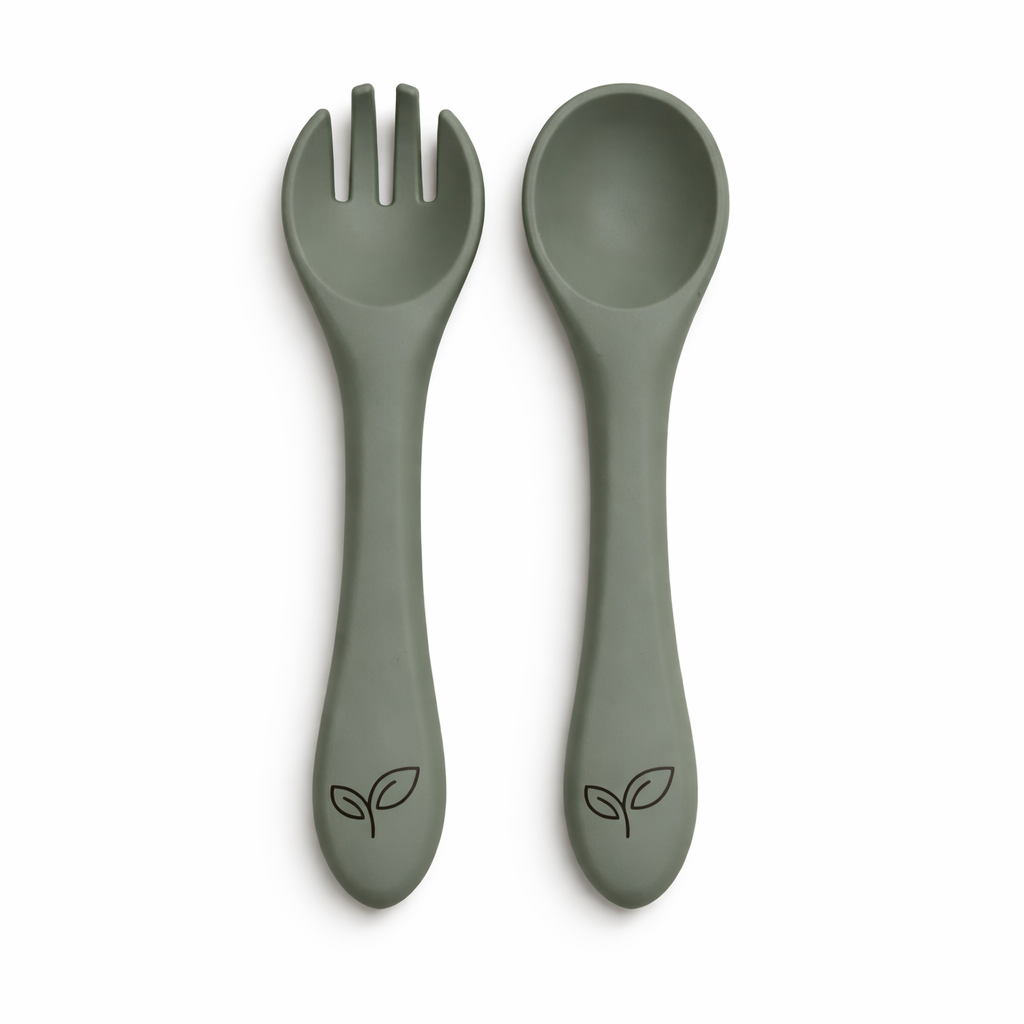 Bestikksett silikon - Soft sage