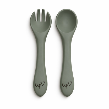 Bestikksett silikon - Soft sage