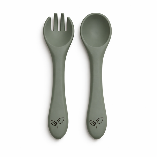 Bestikksett silikon - Soft sage