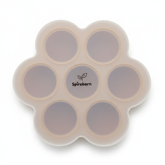 Silikon fryseform 7 rom for babymat med lokk - Nordic ivory