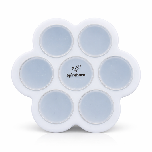 Silikon fryseform 7 rom for babymat med lokk - Soft sage