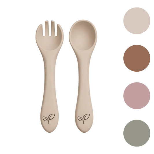 Bestikksett silikon baby skje og gaffel