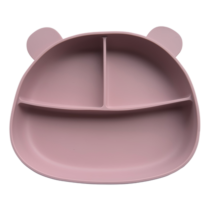 Silikontallerken bamse - Støvet rosa