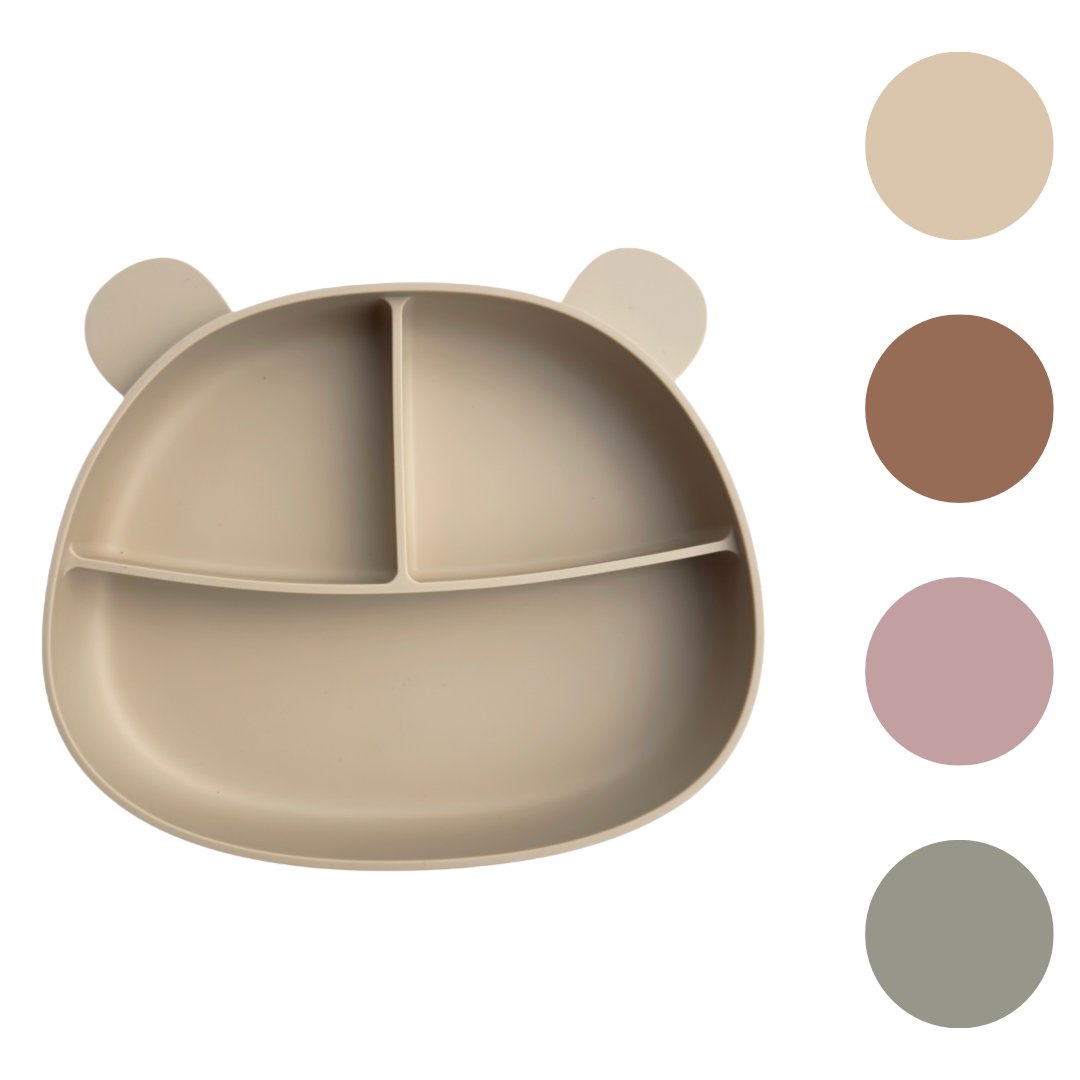 Tallerken silikon baby med sugekopp bamseform