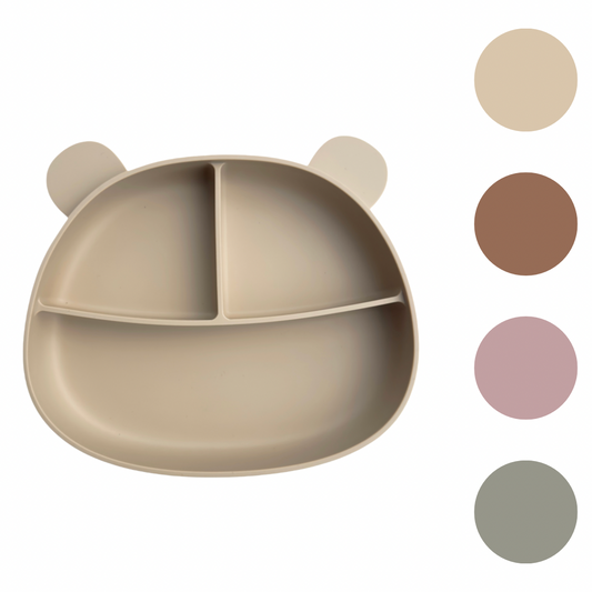 Tallerken silikon baby med sugekopp bamseform
